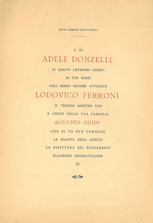 Il primo connubbio secondo i libri sacri indiani. Per le …