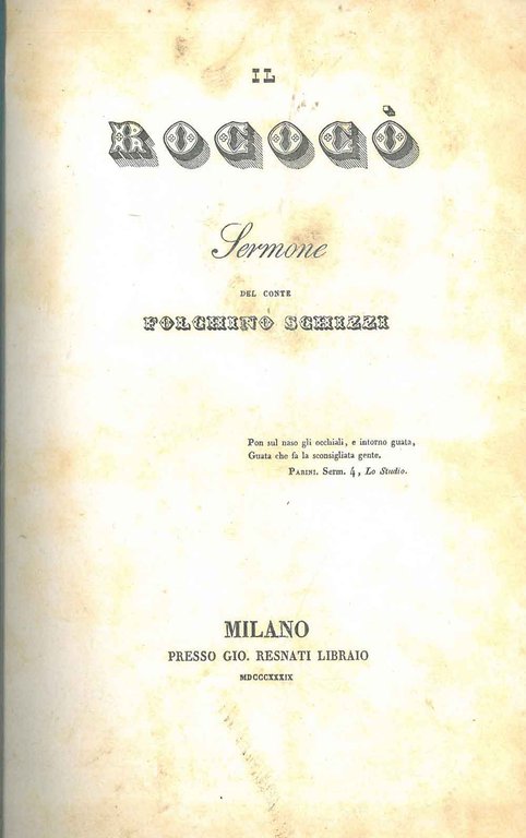 Il Rococò. Sermone