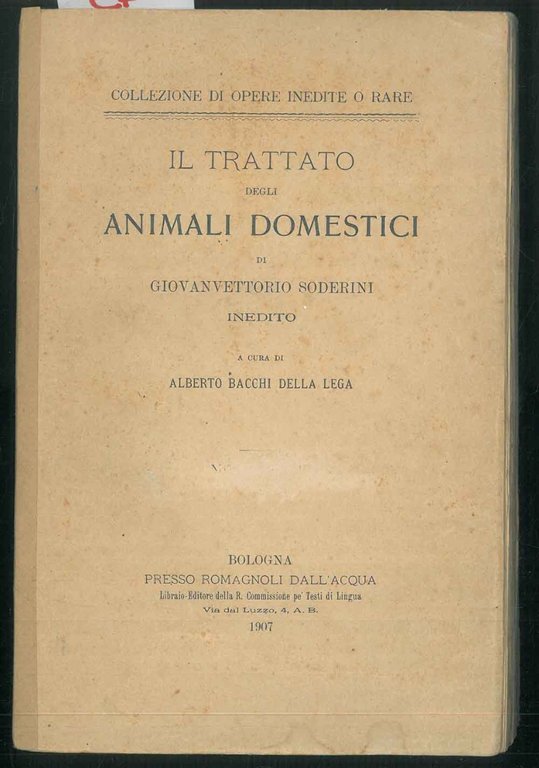 Il trattato degli animali domestici. Inedito. A cura di Alberto …