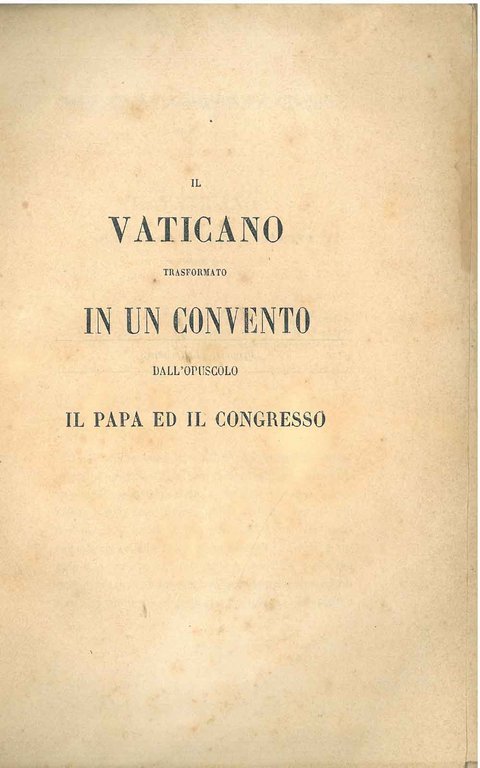 Il Vaticano trasformato in un convento dall'opuscolo il Papa ed …