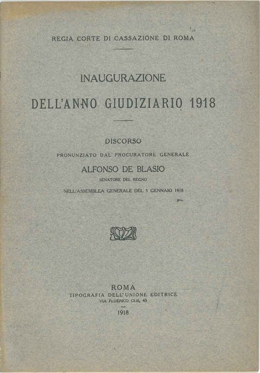 Inaugurazione dell'anno giudiziario 1918