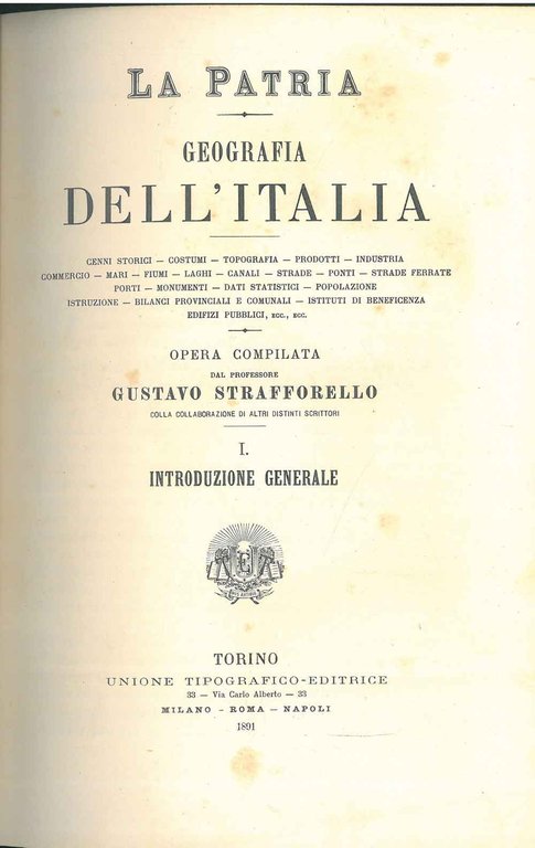 Introduzione generale: La Patria. Geografia dell'Italia