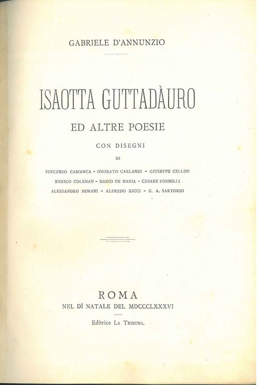 Isaotta Guttadauro ed altre poesie con disegni di Vincenzo Cabianca, …