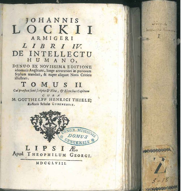 Johannis Lockii armigeri Libri IV. De intellectu humano, denuo ex …