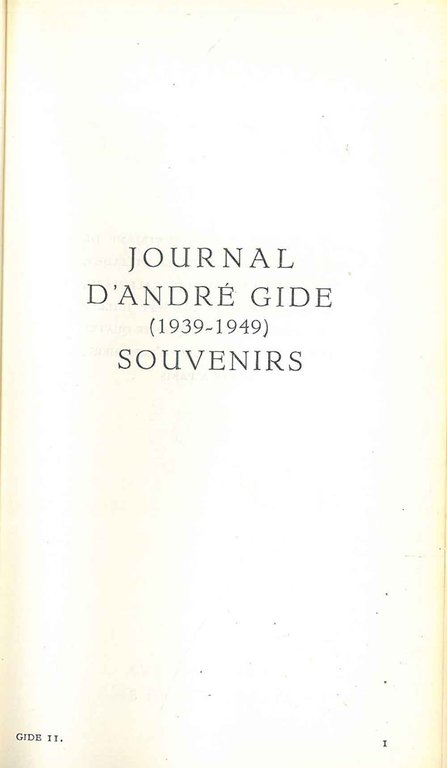 Journal 1939-1949. Souvenirs