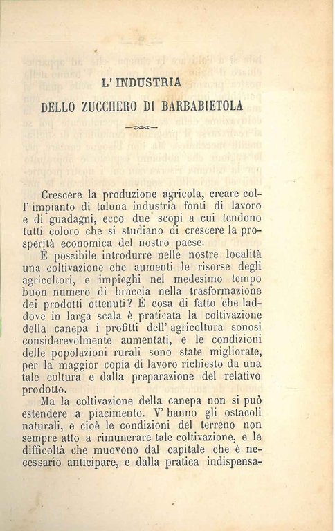 L' industria dello zucchero di barbabietola