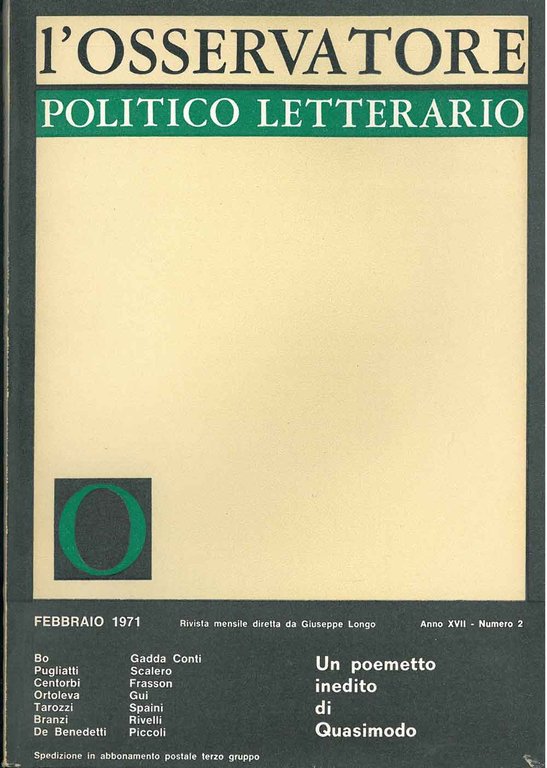 L' osservatore politico letterario. Rivista mensile diretta da Giuseppe Longo. …