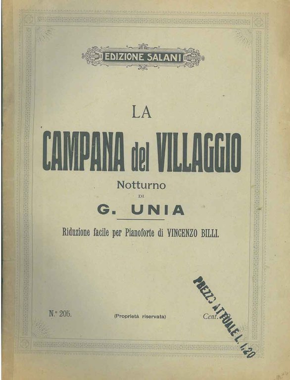 La campana del villaggio. Notturno. Riduzione facile per pianoforte di …