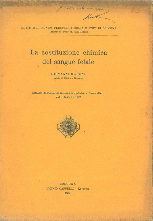 La costituzione chimica del sangue fetale. Estratto