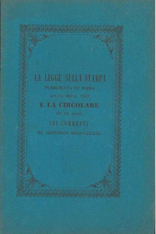 La legge sulla stampa pubblicata in Roma nel 15 marzo …