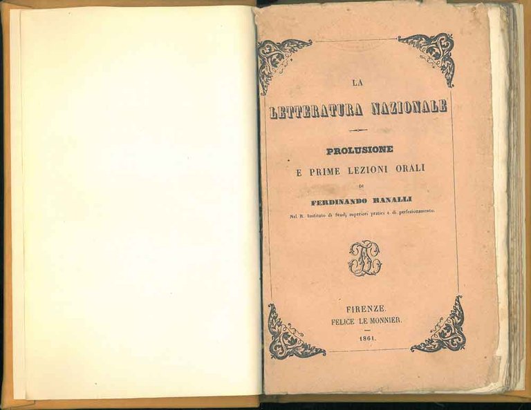 La letteratura nazionale. Prolusione e prime lezioni orali