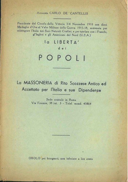 La libertà dei popoli. La massoneria di rito scozzese antico …