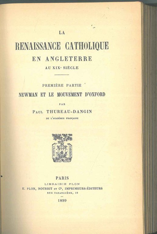 La renaissance catholique en Angleterre ai XIX Siècle. Première partie: …