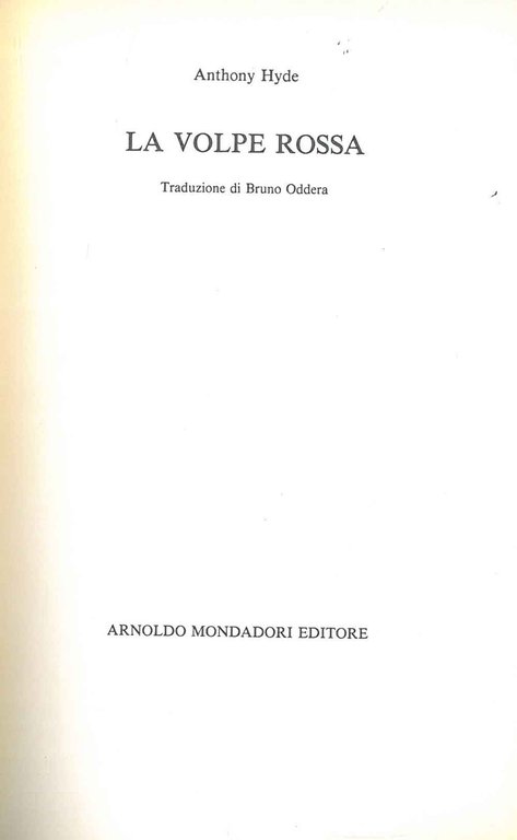 La volpe rossa Traduzione di B. Oddera