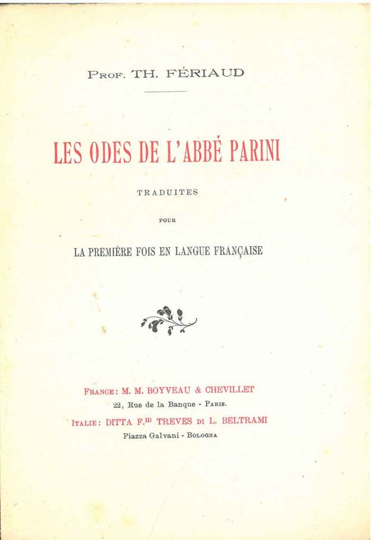 Les odes de l'abbé Parini traduites pour la première fois …