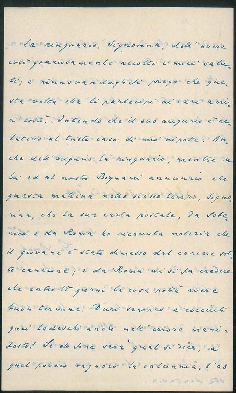 Lettera datata Bologna, 30 Luglio