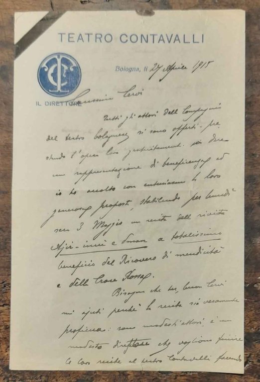 Lettera listata a lutto, manoscritta e firmata, su carta intestata …