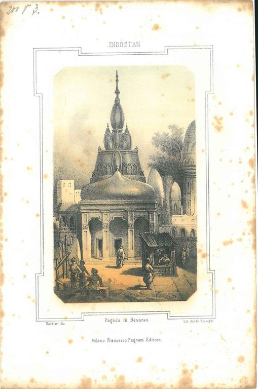 Litografia della Pagoda di Benares, Indostan