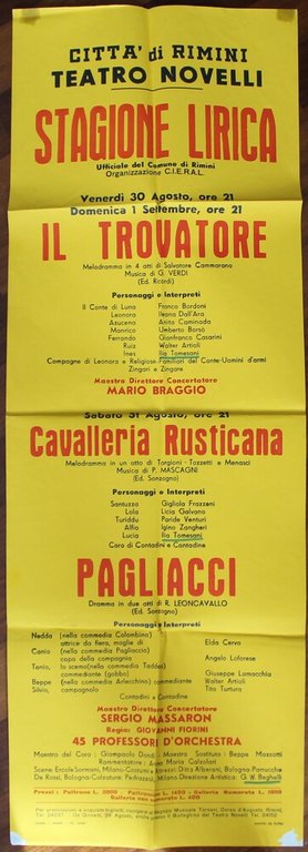 Locandina della stagione lirica del teatro Novelli di Rimini