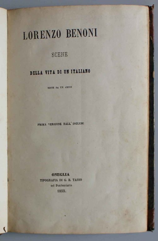 Lorenzo Benoni: scene della vita di un italiano edite da …