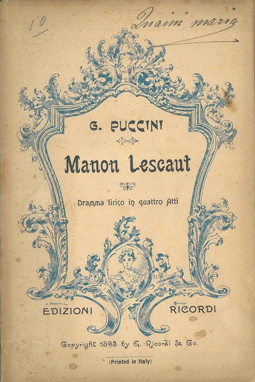 Manon Lescant. Dramma lirico in 4 atti