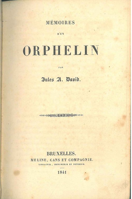 Mémoires d'un orphelin
