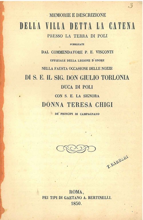 Memorie e descrizione della villa detta la catena presso la …