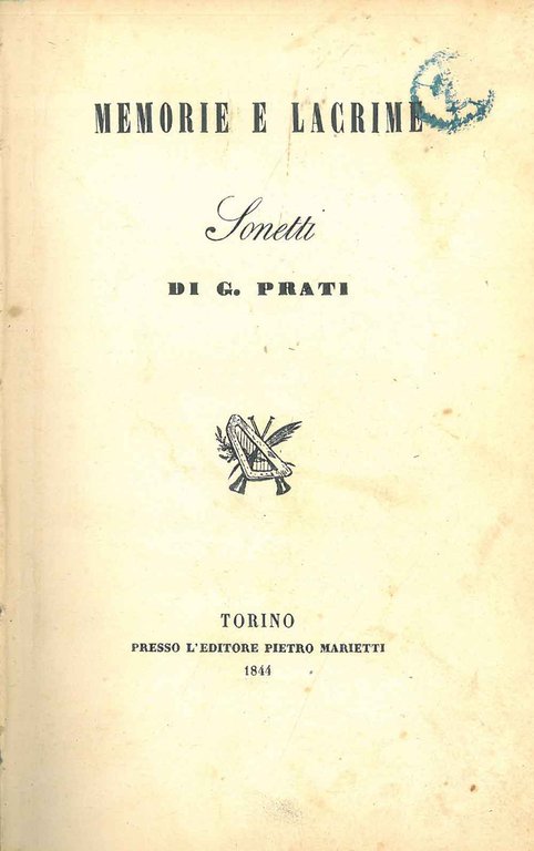 Memorie e lacrime. Sonetti