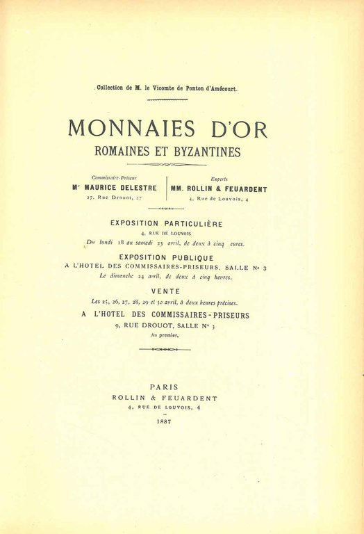 Monnaies d'or romaines et byzantines. Paris, 1887, ma, edizione anastatica