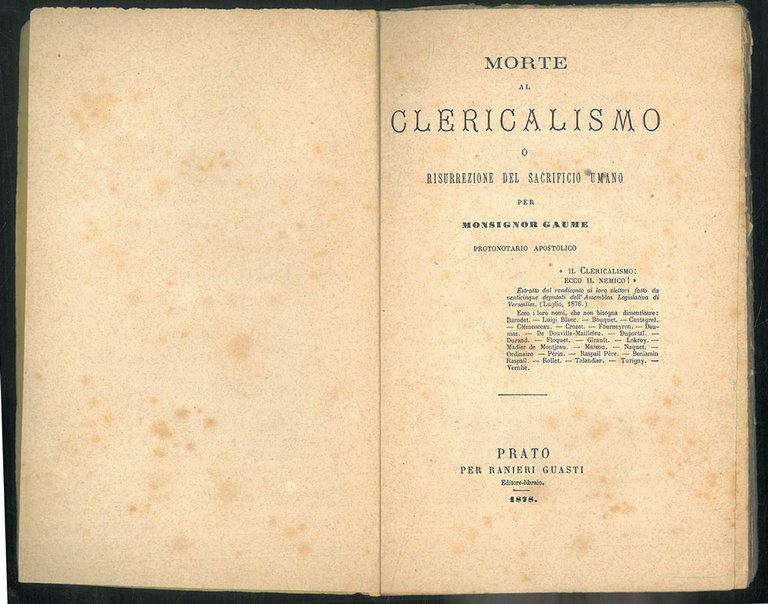 Morte al clericalismo o risurrezione del sacrificio umano.