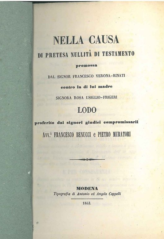 Nella causa di pretesa nullità di testamento promossa dal signor …