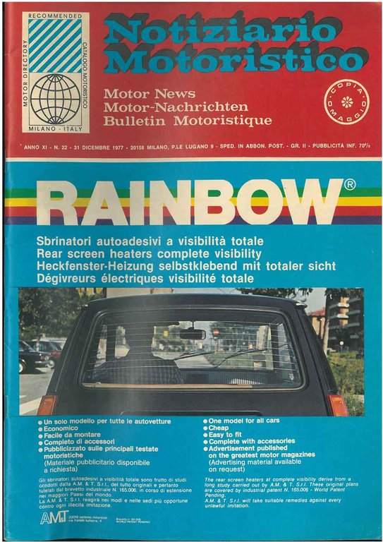 Notiziario motoristico. Anno XI, n. 22, 31 dicembre 1977