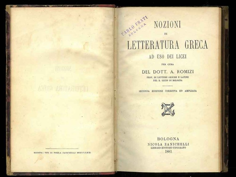 Nozioni di letteratura greca ad uso dei licei. Seconda edizione …