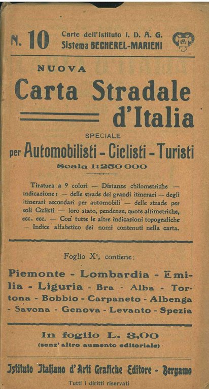 Nuova carta stradale d'Italia, speciale per automobilisti, ciclisti, turisti. Scala …