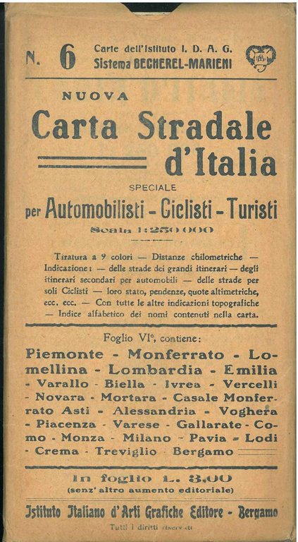 Nuova carta stradale d'Italia, speciale per automobilisti, ciclisti, turisti. Scala …