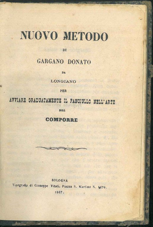 Nuovo metodo di Gargano Donato da Longiano per avviare graduatamente …