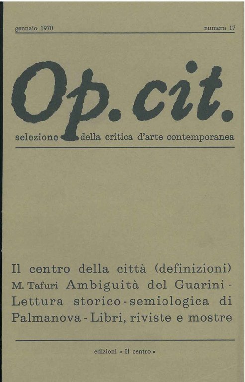 Op. cit. Rivista quadrimestrale di selezione della critica d'arte contemporanea. …
