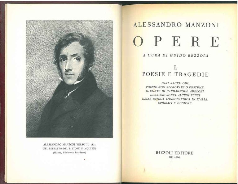 Opere. Vol. I: Poesie e tregedie. Inni sacri; Odi; Poesie …