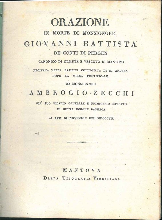 Orazione in morte di monsignore Giovanni Battista de' conti di …