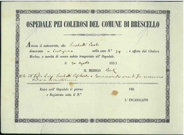 Ospedale pei colerosi del Comune di Brescello