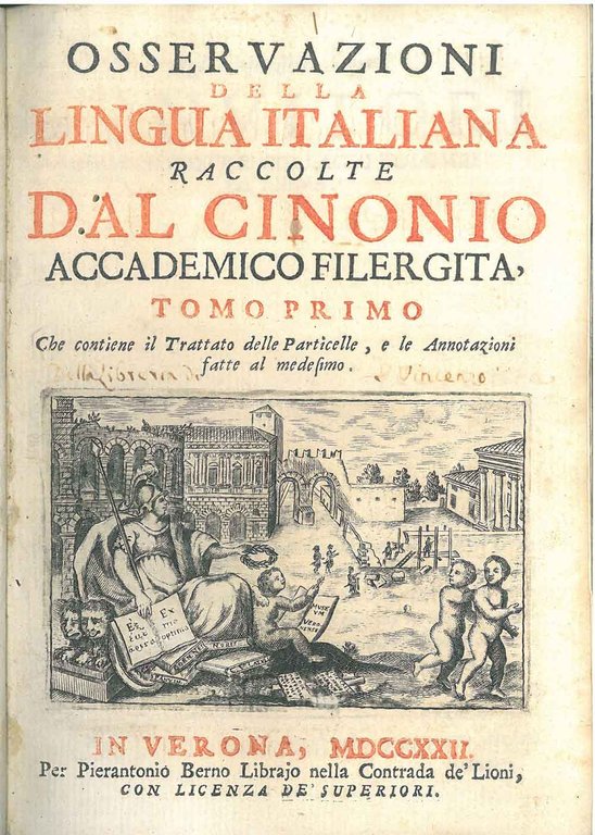 Osservazioni della lingua italiana, raccolte dal Cinonio Accademico Filergita