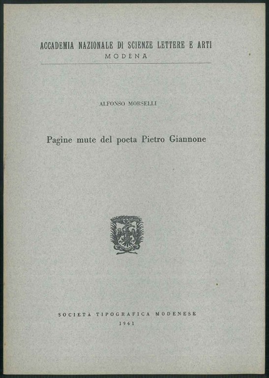 Pagine mute del poeta Pietro Giannone