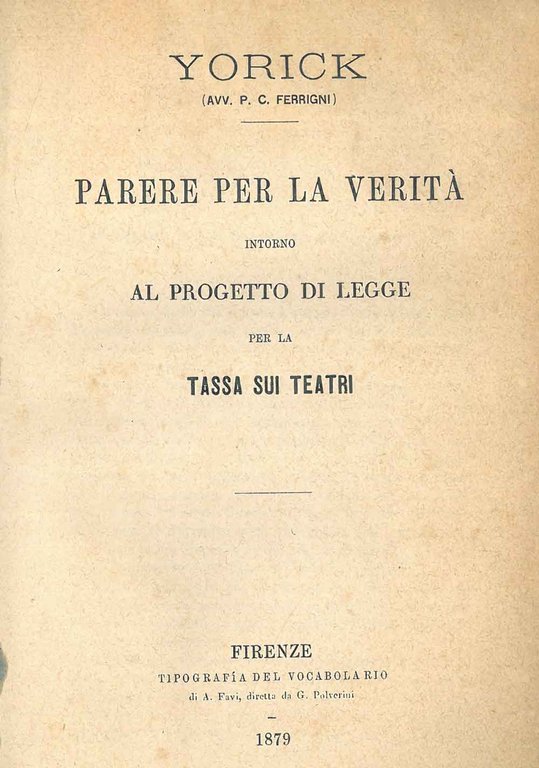 Parere per la verità intorno al progetto di legge per …