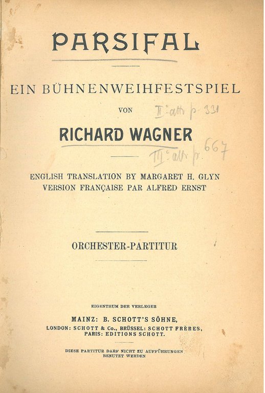 Parsifal. Ein Buhnenweihfestspiel von Richard Wagner. Orchester - Partitur English …