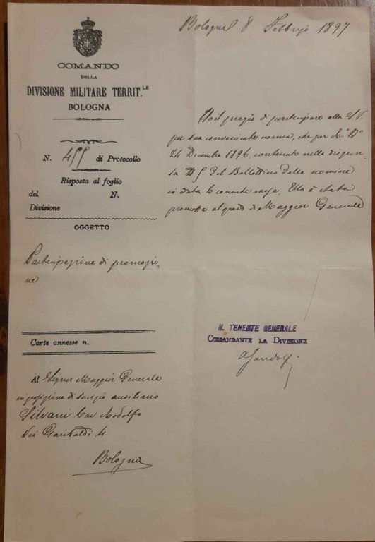 Partecipazione di promozione al grado di Maggiore Generale