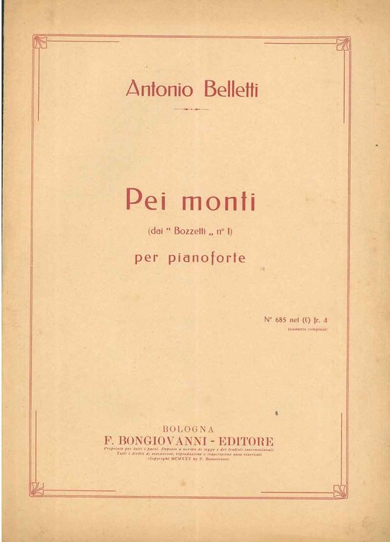 Pei monti. (Dai Bozzetti, n° 1) per pianoforte