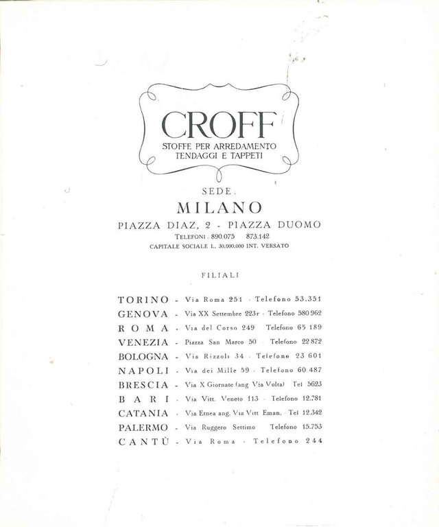 Per i vostri acquisti abbiate fiducia nei tipi Croff. Croff, …