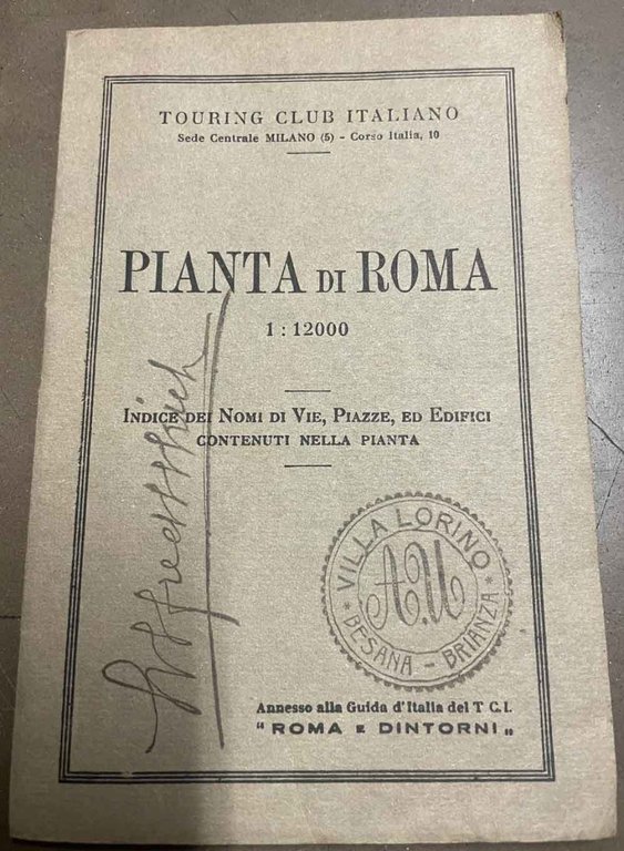 Pianta di Roma 1:12000. Indice dei nomi di vie, Piazze …