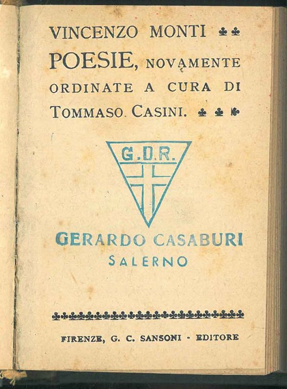 Poesie novamente ordinate a cura di Tommaso Casini