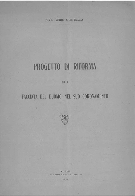 Progetto di riforma della facciata del Duomo nel suo coronamento